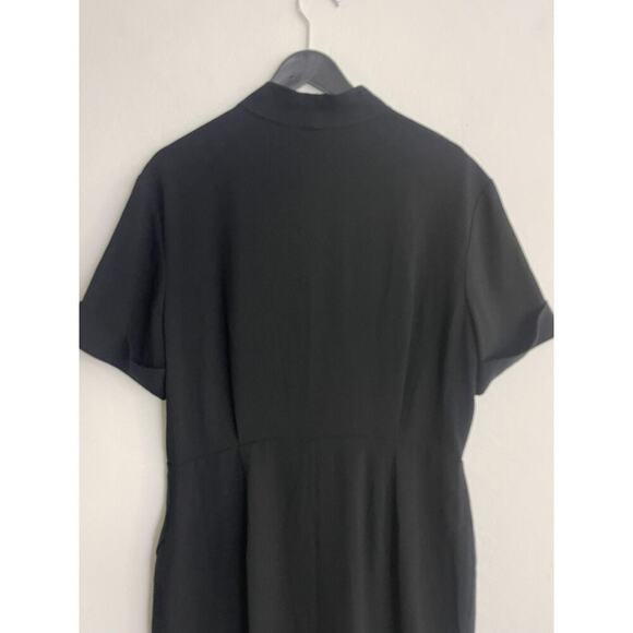 MM Lafleur 14 Dress Black Tory Knee Length Wrap Style Short Sleeve Sheath NEW - Picture 13 of 15